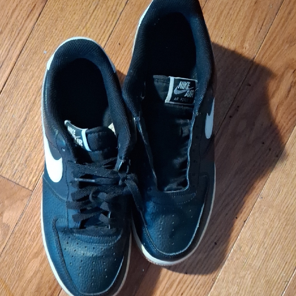 Nike Air Force Black and White Sneakers White Area Is Tan  Preowned